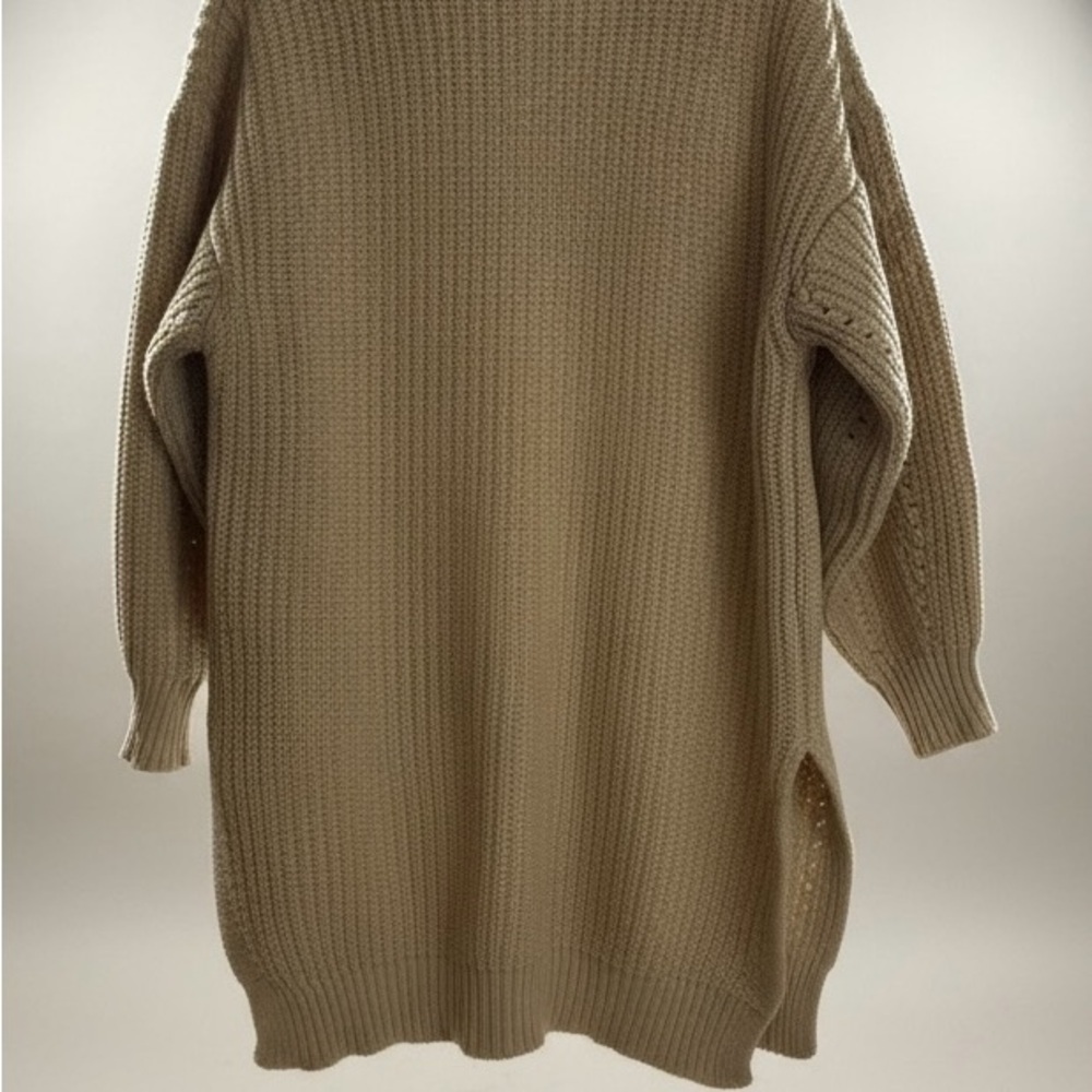 Mittoshop Oatmeal Chunky Knit Open Front Cardigan Sweater | Size M - Picture 3 of 5